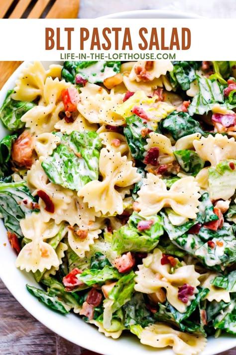 Pasta Salad With Lettuce And Chicken, Noodle Lettuce Salad, But Salad, Shower Salad Ideas, Leftover Lettuce Recipes, Cold Pasta Salad Recipes Creamy, Lunch Specials Restaurant Ideas, Pasta Salad With Lettuce, Chicken Blt Pasta Salad