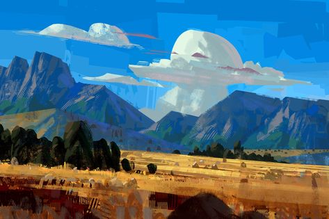 ArtStation - Big Sky., Yashar Kassai Plein Air Landscape, Artist Project, An Exercise, Great Paintings, Visual Development, Traditional Paintings, Environment Concept Art, Big Sky, Artist Style