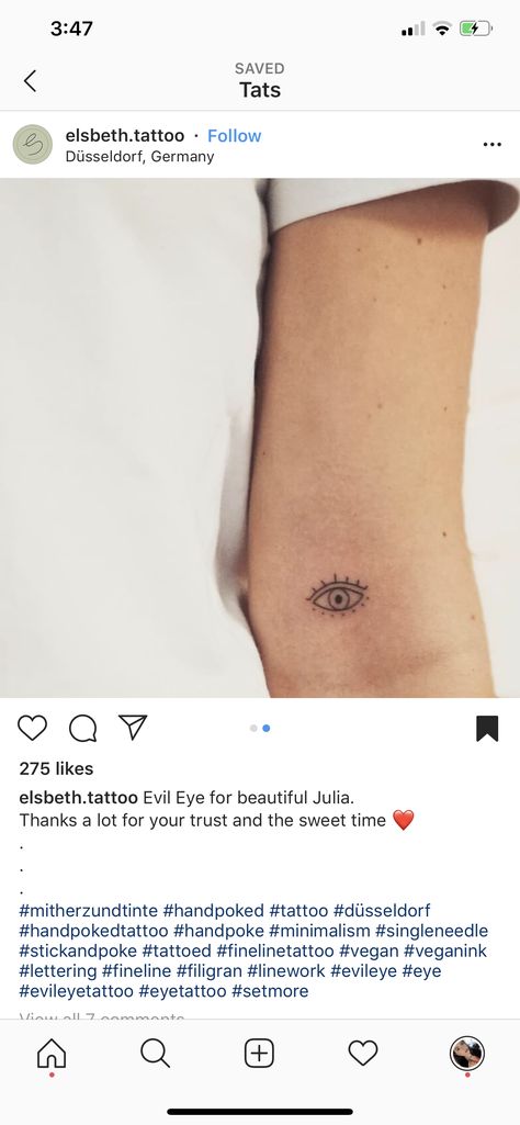 Evil Eye Fine Line Tattoo, Fine Line Evil Eye Tattoo, Greek Fine Line Tattoo, Evil Eye Tattoo, Fine Line Tattoo, Hand Poked Tattoo, Line Tattoo, Side Tattoos, Hand Poke