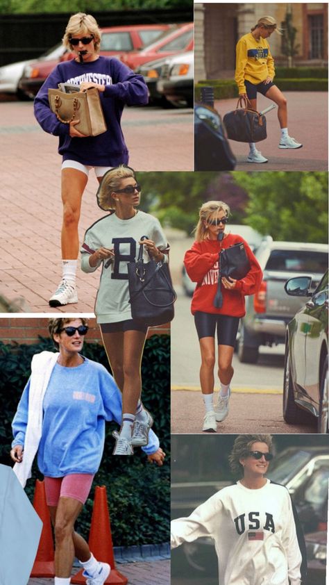 Relaxed 90’s athleisure aesthetic 90’s Sporty Outfits, Oversized Athletic Outfit, 90s Fashion Athletic, 80s Gym Fashion, 90s Athletic Outfits Women, Retro Sporty Aesthetic, Early 2000s Athletic Wear, 80s Sport Aesthetic, 90s Athleisure Aesthetic