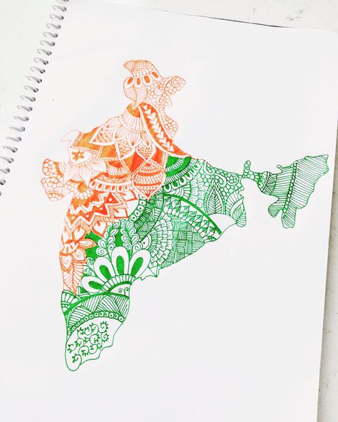 #independenceday #india #doodle #zentangle #colourpen #map Moon Rangoli, India Doodle, Independence Day Drawing, Fruit Art Drawings, Doddle Art, Boy Wallpaper, Independence Day India, 3d Art Drawing, India Map