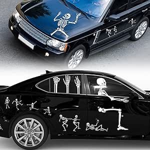 Cholemy Halloween Car Decals Halloween Decoration for Car Skeleton Car Stickers Holiday Automotive Decor Cute Car Accessories for Car Halloween Party Home Garage Door Decor, 9 Sheet 56 Pcs Halloween Things To Do, Halloween Car Decorations, Accessories For Car, Giant Skeleton, Garage Door Decor, Car Bonnet, Halloween Things, Automotive Decor, Diy Fan