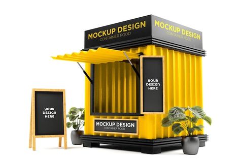 Booth container food stand mockup | Premium Psd #Freepik #psd #render #realistic #3d #3d-render Booth Design Food, Food Stall Design, Food Stand, Kiosk Design, Stall Designs, Food Stands, Container Design, Food Stall, Booth Design