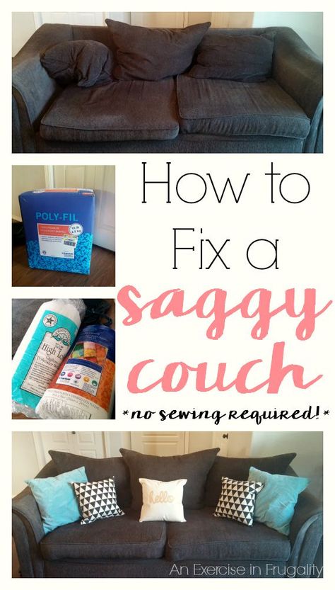 How to Fix Saggy Couch Cushions Fixing Saggy Couch Cushions, Couch Repair, Furniture Fix, Diy Couch, Couch Cushions, Diy Sofa, Couch Furniture, Diy Furniture Couch, Redo Furniture