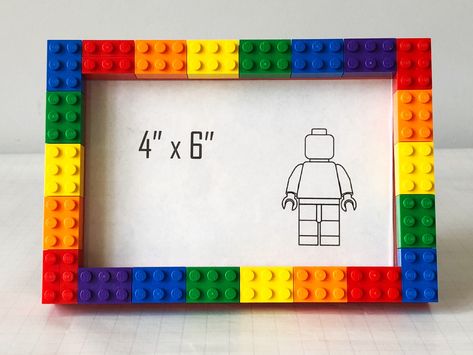 Rainbow Lego Photo Frame 4x6 With Glass & No Glue image 0 Lego Photo Frame, Lego Frame, Farmhouse Picture Frames, Lego Plates, Marco Vintage, Photo Wall Hanging, Lego Decorations, Nursery Frames, Lego Gifts