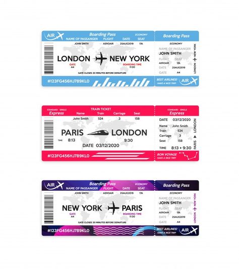 Airplane and train boarding pass ticket ... | Premium Vector #Freepik #vector #business #travel #paper #map Travel Ticket Design, Ticket Airplane, Airport Theme, Airplane Ticket, Name Train, Travel Tickets, Have A Nice Trip, Pantry Cupboard, Best Airlines