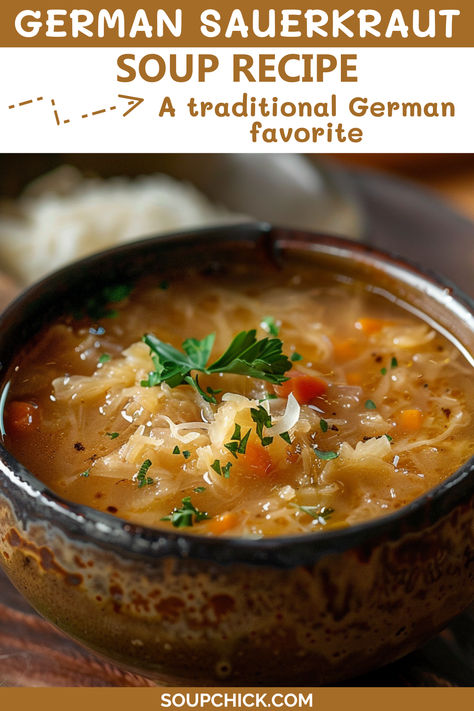 German Sauerkraut Soup Recipe German Sauerkraut Soup, What To Make With Sauerkraut, Sauerkraut And Sausage Recipes, What To Eat With Sauerkraut, German Sauerkraut Recipes, German Sauerkraut Soup Recipe, Sauerkraut Soup Recipes, German Soup Recipes, German Sauerkraut Recipe