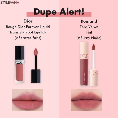 Romand Makeup Products, Romand Zero Velvet Tint Swatches, Dior Lipstick Swatches, Romand Lipstick, Dior Lip Tint, Romand Lip Tint, Transfer Proof Lipstick, Romand Zero Velvet Tint, Dior Lip