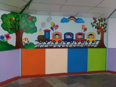 Mural School, Sunday School Room Decor, School Wall Art Ideas, Handmade Hamper, School Wall Decoration, Sunday School Rooms, Christmas Classroom Door, Wall Art Mural, Daycare School