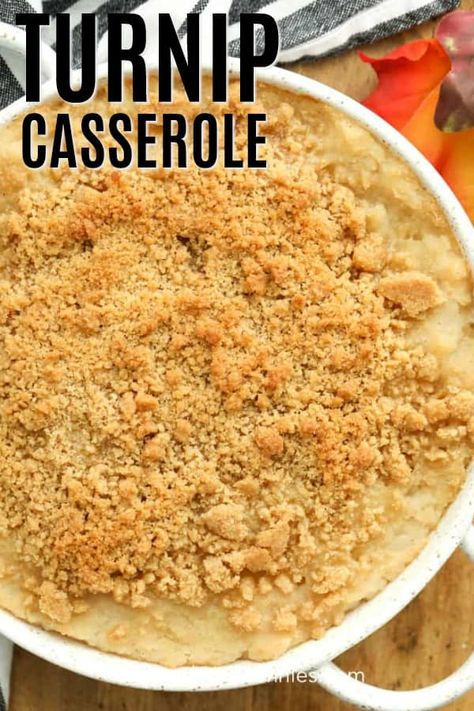 This Southern-style turnip casserole is a delicious make-ahead side dish. Turnips are mashed and combined with applesauce and spices to create this sweet side dish. It is the perfect pair with turkey this Thanksgiving! #spendwithpennies #turnipcasserole #thanksgiving #sidedish #casserole #holidayrecipe Turnip Casserole, Thanksgiving Sidedish, Easy Stuffing Recipe, Turnip Recipes, Cooking Brussel Sprouts, Casserole Side Dishes, Thanksgiving Side Dishes Easy, Yummy Casserole Recipes, Roasted Ham