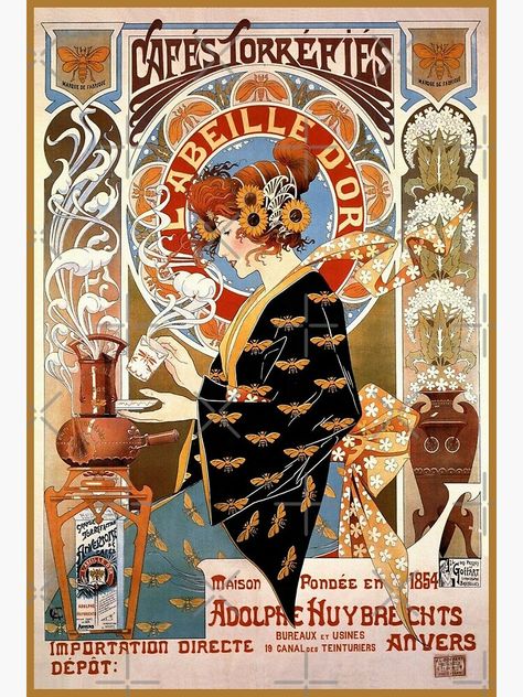 Illustration Design Graphique, Design Art Nouveau, American Breakfast, French Art Nouveau, Art Nouveau Poster, French Poster, Life Poster, Art Nouveau Design, Poster Retro