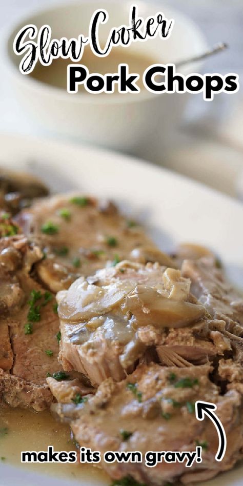 Pork Chops With Mushroom Soup, Easy Crockpot Pork Chops, Mushroom Soup Pork Chops, Slow Cooker Pork Chops Recipes, Boneless Pork Chop Recipes, Pork Chop Recipes Crockpot, Slow Cooker Pork Tenderloin, Crockpot Pork Chops, Slow Cooker Pork Chops