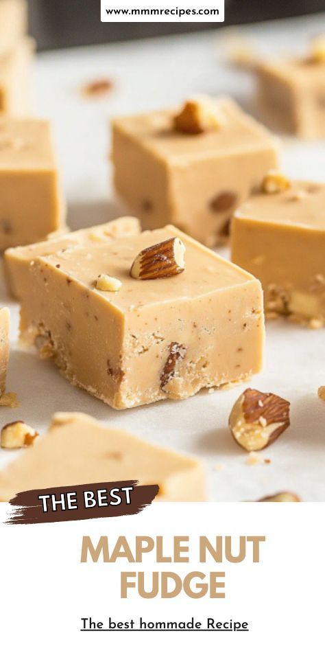 Sweet, nutty, and irresistibly creamy, Maple Nut Fudge is the perfect holiday candy! Easy to make, this vintage favorite is ideal for Christmas baking or thoughtful food gifts. Try it today! Maple Candy Recipe, Maple Nut Fudge, Christmas Recipe Dessert, Maple Fudge Recipes, Maple Fudge, Maple Candy, Christmas Candies, Christmas Dessert Recipes, Fudge Easy