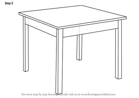 Learn How to Draw a Table (Furniture) Step by Step : Drawing Tutorials Short Haircuts Wavy, Sketch Furniture, Small Study Table, Haircuts Wavy, Drawing Person, Table Sketch, Wavy Haircut, Table Drawing, Drawing Furniture