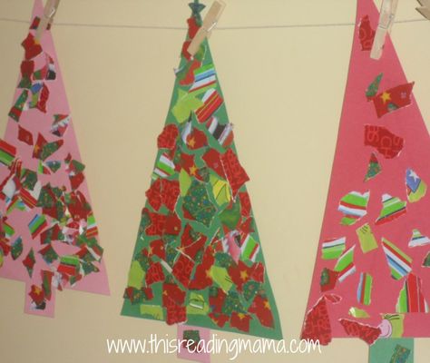 Leftover Wrapping Paper, Prek Christmas, Daycare Projects, Paper Christmas Trees, Prek Crafts, Prek Ideas, Preschool Christmas Activities, Paper Crafts Magazine, Wrapping Paper Crafts