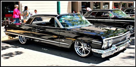 Black Impala, Chevrolet Impala 1963, 63 Chevy Impala, 1963 Impala, 63 Impala, 64 Impala, Gm Car, Classic Cars Trucks Hot Rods, Lowrider Cars