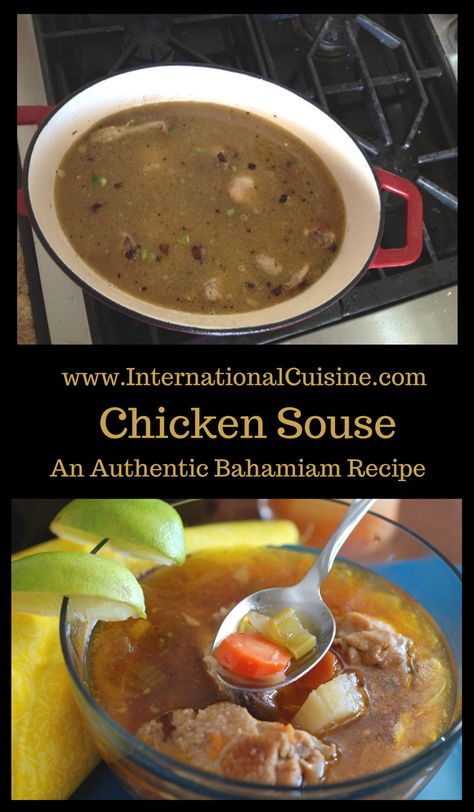 Chicken Souse Recipe, Chicken Souse, Souse Recipe, Bahamas Food, Bahamian Food, Describe Someone, Johnny Cake, Cooked Chicken Recipes, Jamaican Dishes