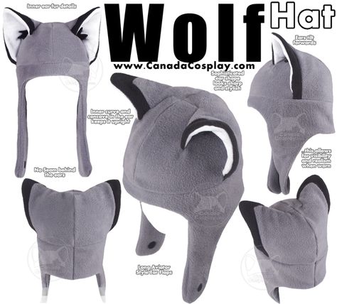 Wolf Hat Pattern, Wolf Hat Crochet, Wolf Hat, Semi Realistic, Fox Hat, Sewing Hats, Mode Hippie, Plushie Patterns, Sewing Stuffed Animals