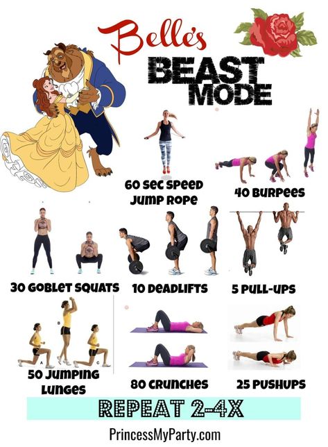 Disney Movie Workouts, Mermaid Workout, Disney Workout, Tv Show Workouts, Princess Workout, Movie Workouts, Beast Workout, Beginner Exercises, January Challenge