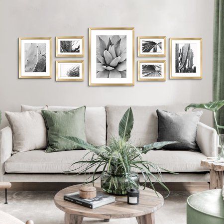 Wall Behind Couch, Gold Gallery Wall, Picture Wall Living Room, Couch Wall Decor, Gallery Wall Picture Frames, Wall Picture Frame, Photowall Ideas, Gallery Wall Frame Set, Picture Gallery Wall