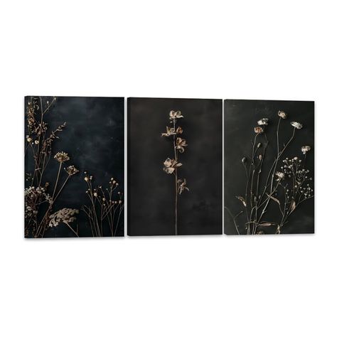 PRICES MAY VARY. Elegant Black Flower Art:This Stunning Black Dark Flower Art Set Of 3 Prints Adds A Bold,Vintage Botanical Touch To Your Home Decor,For Enhancing Any Living Room,Office,Or Bedroom With Stylish Floral Designs Trendy Boho Wall Art:Designed For Those Who Love A Blend Of Retro And Modern Styles,These Prints Are The Ideal Boho Wall Art Choice,Adding A Trendy,Chic Vibe To Your Home Or Workspace Versatile Flower Print Canvas:These Flower Print Canvas Posters Are For Creating A Cohesive Dark Flower Art, Retro Farmhouse, Wall Art Flower, Dark Flowers, Prints Vintage, Botanical Decor, Wall Decor For Living Room, Trendy Chic, Trendy Boho