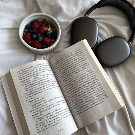 Headphones, Fruit, Bed, Books, White