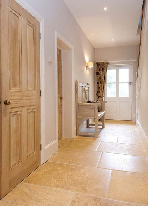 Aged distressed Bourton flagstones Stone Floors Living Room, Antique Stone Flooring, French Limestone Floor, Limestone Floor Tiles, Exterior Wall Cladding, Tiled Hallway, Flagstone Flooring, Travertine Floors, Limestone Flooring