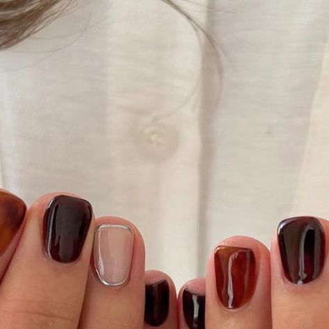 Brown Gradient, Fall Nails, Short Nails, Nails, Autumn Nails