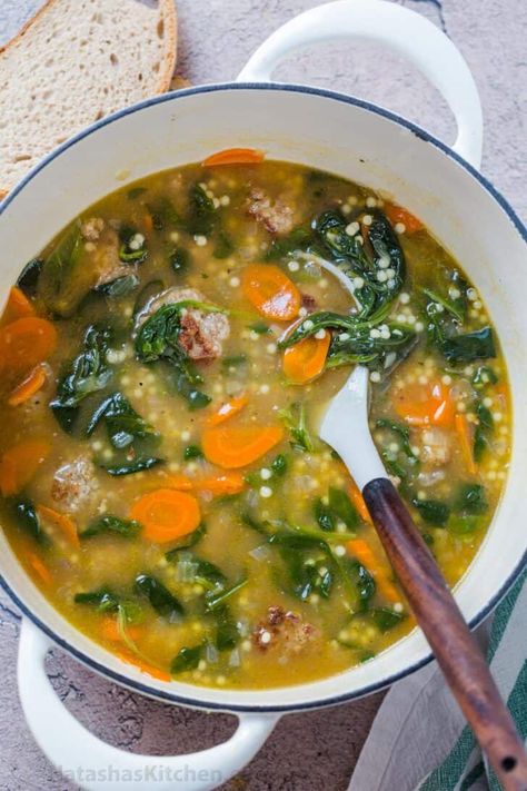 Half Baked Harvest Italian, Wedding Soup Recipe, Italian Wedding Soup Recipe, Blue Jean Chef, Creamy Carrot Soup, Tender Meatballs, Pasta Varieties, Leftovers Soup, Loaded Potato Soup