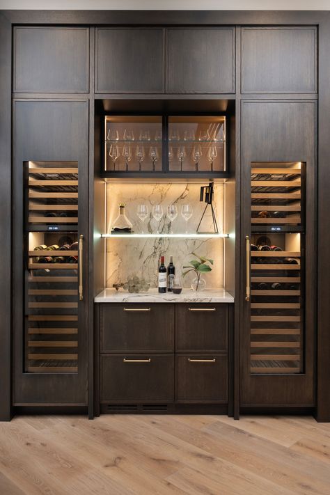 Elevate your kitchen with our stylish built-in wine racks! Perfect for showcasing your collection while keeping it organized and accessible. 🍷 #QualityCustomCabinetry #WineRack #KitchenDesign https://www.qualitycustomcabinetry.com/collections/ Kitchen With Wine Cellar, Pik 2, Most Beautiful Homes, Queenslander House, Built In Wine Cooler, Built In Wine Rack, Crockery Unit, Timber Walls, Cellar Design