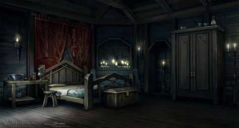 ArtStation - Game of Thrones (Telltale Games) - Rodrik's Bedroom, Patrick Jensen Targaryen Bedroom, House Forrester, Game Of Thrones Bedroom, Game Of Thrones Telltale, House Targaryen, Bedroom Lighting, Game Of Thrones, Fireplace, Key