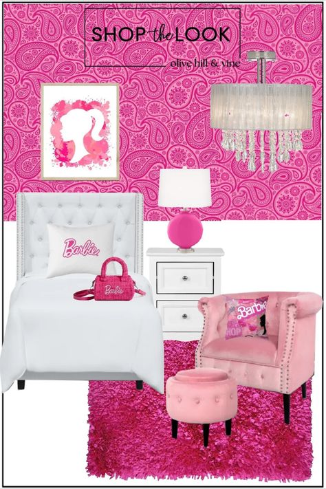 Girls Barbie Bedroom, Barbie Inspired Room, Barbie Bedroom Ideas Kids, Barbie Dream House Aesthetic, Barbie Bedroom Ideas, Bedroom Ideas Teen, Palace Brand, Barbie Room Decor, Barbie Photoshoot