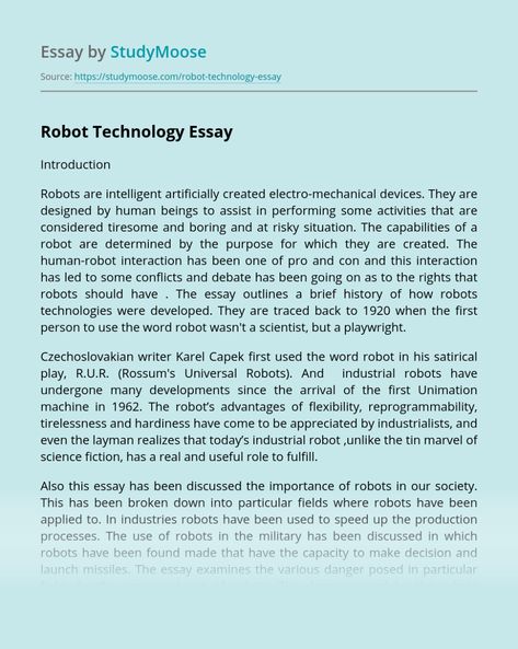 Robot Technology Free Essay Example Writing Challenges, Argument Essay, Research Paper Topics, Essay About Life, Write Poetry, Analysis Essay, Robot Technology, Essay Outline, Essay Writing Skills