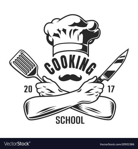 Cookery Logo Design, Knife Logo, Holding Knife, Cooking Icon, Cooking Logo, Chef Logo, Kitchen Logo, Monochrome Print, Kawaii Cooking