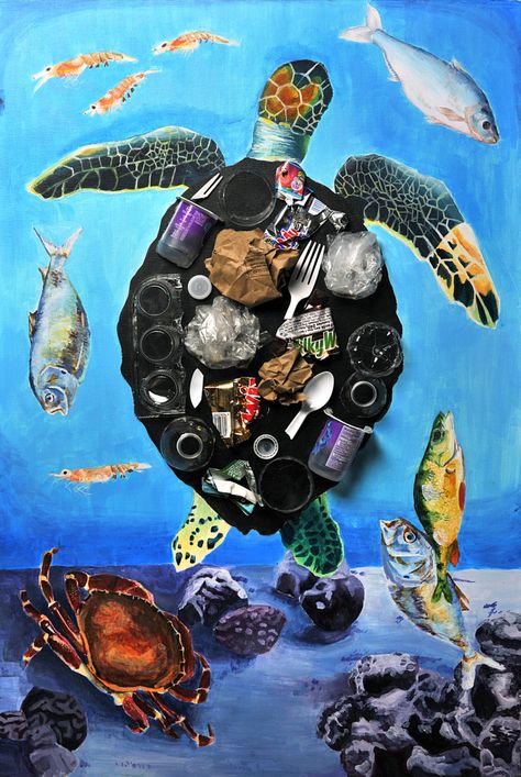 The annual Ocean Awareness Contest invites teens to create visual art, writing, film, and music that explores the impact of climate change on the ocean. Open to students ages 11-18 from around the world. Scholarships of up to $1,500! Visit our website for inspiration and lesson plans. Save The Ocean Art Project, Environmental Projects Ideas, Ocean Trash Art, Trash Art Ideas, Environmental Issues Art, Sea Pollution Art, Save The Ocean Art, Ocean Pollution Art, Teen Art Projects