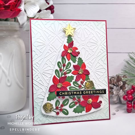 Spellbinders Christmas Cards, Poinsettia Tree, Christmas Sentiments, Spellbinders Cards, Xmas Card, Christmas Cards To Make, July 1, Christmas Cards Handmade, Christmas Card Ideas