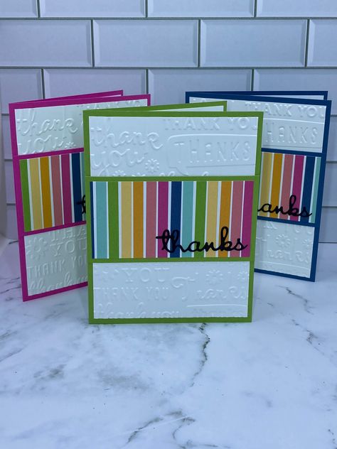 Diy Cards Handmade Simple, Cute Thank You Card Ideas, Thank You Cards Handmade, Diy Thank You Cards Handmade, Strip Cards, Handmade Greeting Card Designs, Designer Paper Cards, Scrappy Cards, Creative Birthday Cards