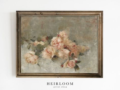 French Vintage Decor, Rose Oil Painting, Spring Wall Art, Country Decor Rustic, Floral Printables, Mural Floral, Jpg Images, Rose Painting, Blush Roses