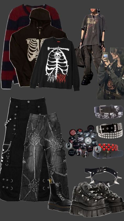 Emo Emo First Day Of School Outfit, Emo Clothes Guys, Emo Outfits For Guys 2000s, Emo Boy Aesthetic Outfits, Emo Guy Outfits 2000s, Scene Outfits Boy, Emo Clothes Men, Emo Boy Clothes, Emo Male Outfits