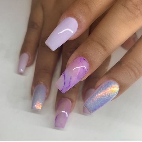 Purple Marble Nails, Ombre Nail Art Designs, Marble Nail Designs, Classy Nail Designs, Matte Nails Design, Nail Art Ombre, Purple Marble, Great Nails, Pink Nail Designs