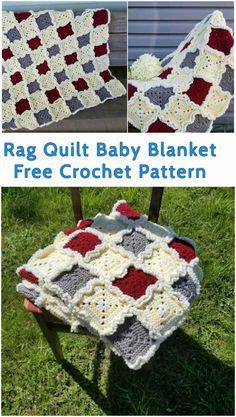 Rag Quilt Baby Afghan – Free Crochet Pattern | Your Crochet Quilt Block Crochet Blanket, Rustic Crochet Patterns, Owl Afghan, Crochet Quilt Pattern, Crochet Baby Blanket Beginner, Woven Crochet, Crochet Baby Blanket Free Pattern, Crochet For Beginners Blanket, Baby Quilt Patterns