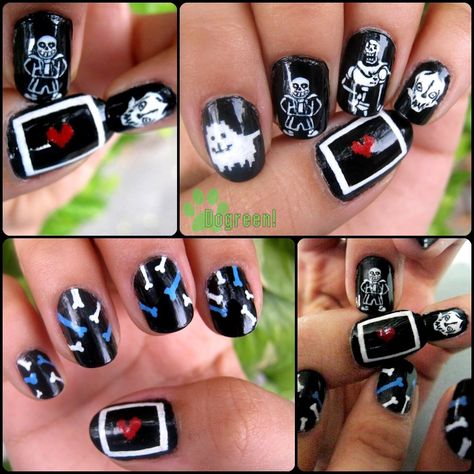 #Undertale #Nailart #annoyingdog Undertale Nail Art, Undertale Nails, Asia Nails, Kawaii Nail Art, Gothic Nails, Baby Nails, Inspired Nails, Gel Nail Design, Kawaii Nails