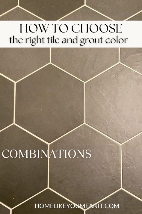 Sometimes you want the tile to steal the show, so you choose a grout color that blends well, and yet other times you want the grout to get the glory, so you choose a grout color that contrasts with your tile. Stumped on what grout color to choose? Here are 10 combinations of tile and grout, plus tips to help you choose the right grout color for your project. Dark Tile With Dark Grout, Dark Tile Light Grout, Grey Tile Grout Options, Light Tile Dark Grout Floor, How To Choose Grout Color, Tile And Grout Combinations, Choosing Grout Color For Tile, How To Pick Grout Color, Light Tile Dark Grout