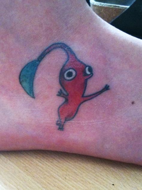 Red Pikmin Tattoo Pikmin Tattoo, White Pikmin, Rock Pikmin, Red Pikmin, Tattoo Fillers, Pikmin 4, Tattoo Cool, Tattoo Filler, Funky Tattoos