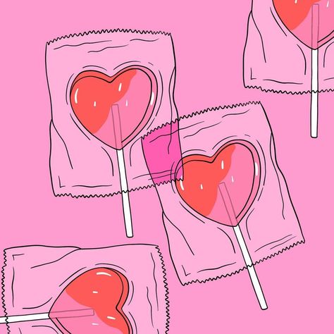 Transparent Drawings Art, Love Heart Sweets Illustration, Vintage Candy Illustration, Cute Girly Illustrations, Candy Hearts Illustration, Candy Vector Illustration, Heart Sucker Drawing, How To Draw A Lollipop, Drawing Ideas Digital Art Easy