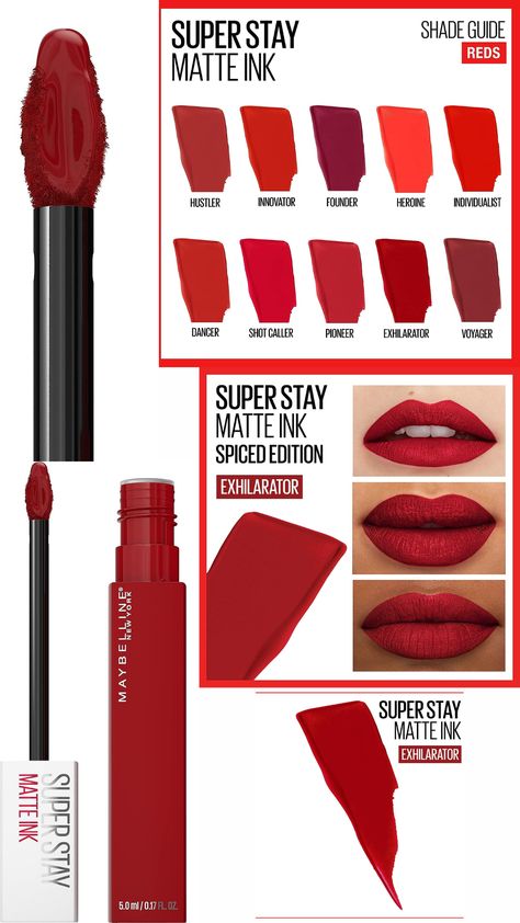 Maybelline Super Stay Matte Ink Liquid Lipstick Makeup, Long-Lasting High Impact Color, Up to  Wear, Exhilarator, Ruby Red, 1 Count
Maybelline Super Stay Matte Ink
Liquid Lipstick Makeup
Long-lasting Lasting color
High-impact lipstick
Up to 16 Hours Wear
Exhilarator Lipstick
Ruby Red Lip Color
1 Count Lipstick
Maybelline Lip Product
Matte Liquid Lipstick
High-impact Impact makeup
Long-wear Lipstick
16-Hour Lipstick
Ruby Red Lipstick Shade
Exhilarator Lip Makeup
Matte Lipstick with 16-Hour Wear Dark Red Lipstick Maybelline, Red Lipstick Maybelline, Matt Red Lipstick, Fall Red Lipstick, Maybelline Super Stay Matte Ink Swatches, Red Lipstick Makeup Natural, Dark Red Matte Lipstick, Maybelline Red Lipstick, Drugstore Red Lipstick