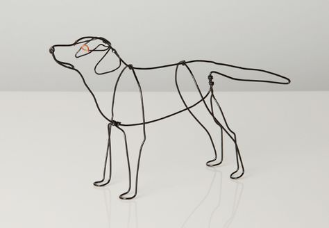 Minimalist Wire Dog Sculptures by Bridget Baker Line Sculpture, Wire Animals, Dog Portrait Tattoo, 3d Pen Art, Wire Art Sculpture, Dog Milk, Art Wire, Canine Art, Ecole Art