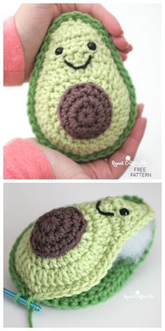 Taco Crochet Free Pattern, Kawaii Amigurumi Free Pattern, Crochet Diy Ideas, Amigurumi Avocado, Avocado Crochet, Crochet Avocado, Crochet Blanket Diy, Crochet Food, Kawaii Crochet