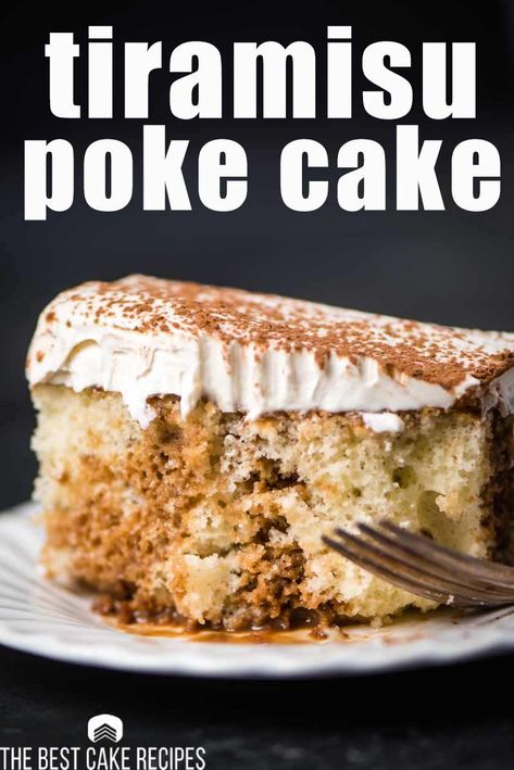 Booze Poke Cake, Poke Cupcake Recipes, Holiday Poke Cakes, Tiramisu Poke Cake Recipe, Tiramisu Poke Cake, Pork Cake, Margarita Monday, The Best Cake Recipes, Easy Tiramisu