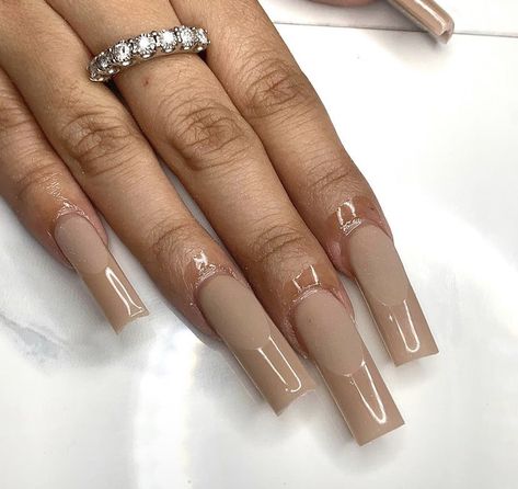 Long Neutral Acrylic Nails, Light Brown Nails Acrylic, Classy Long Nails, Nail Art Ballerina, Nude Square Nails, Ballerina Nails Long, Nude French Tip, Tips Acrylic Nails, Flake Nail